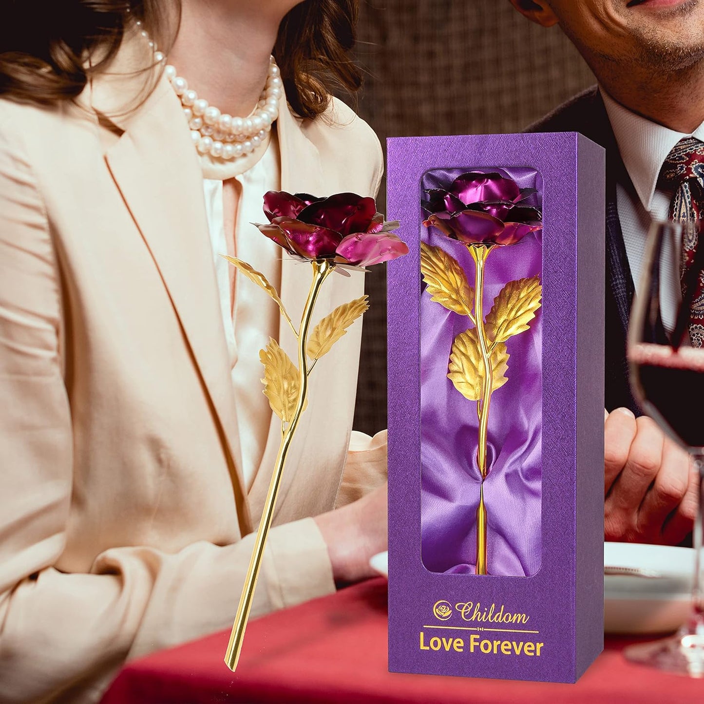 Roses Flower Gifts for Women, Mom Birthday Gifts for Her, Purple Roses Gifts with Purple Gift Box, Christmas Rose Flower Gifts for Mom from Daughter Son, Xmas Rose Gifts Idea for Wife,Women,Mom