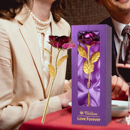 Roses Flower Gifts for Women, Mom Birthday Gifts for Her, Purple Roses Gifts with Purple Gift Box, Christmas Rose Flower Gifts for Mom from Daughter Son, Xmas Rose Gifts Idea for Wife,Women,Mom