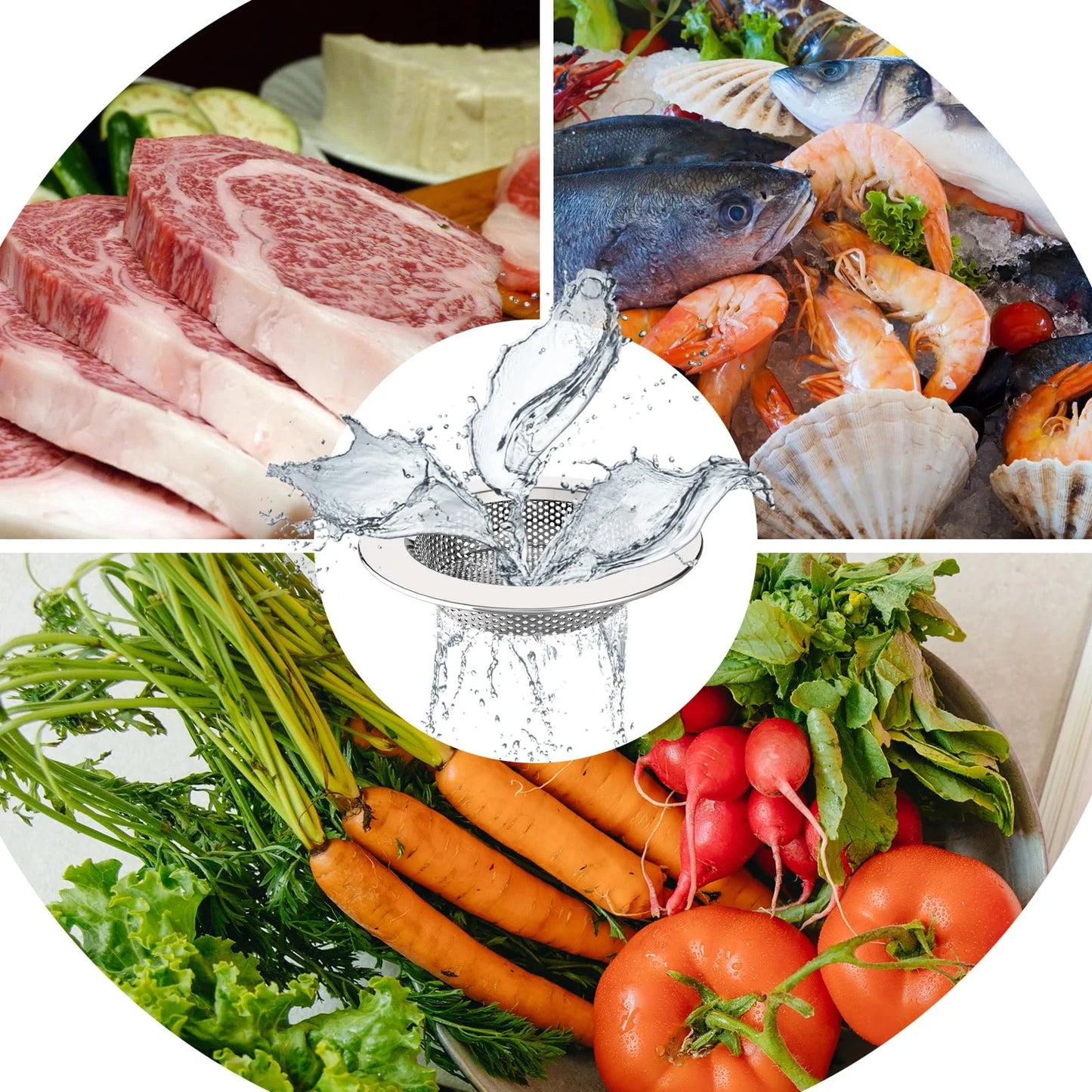 ZOUYUE Kitchen Sink Strainer, Stainless Steel Sink Drain Strainer, Dishwasher Safe, Pack of 3