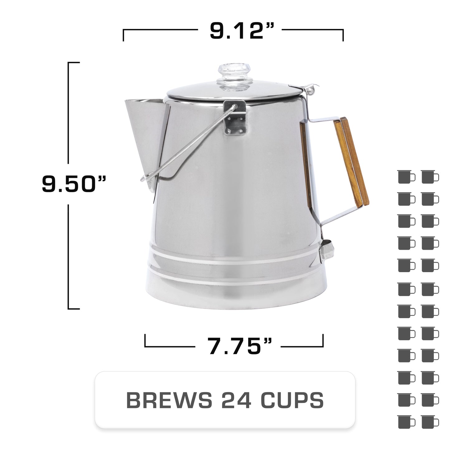 Scoutmaster Coffee Percolator Camping - Campfire Coffee Pot - Camping Coffee Pot— the Ultimate Camping Coffee Maker [24 Cup]