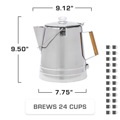 Scoutmaster Coffee Percolator Camping - Campfire Coffee Pot - Camping Coffee Pot— the Ultimate Camping Coffee Maker [24 Cup]