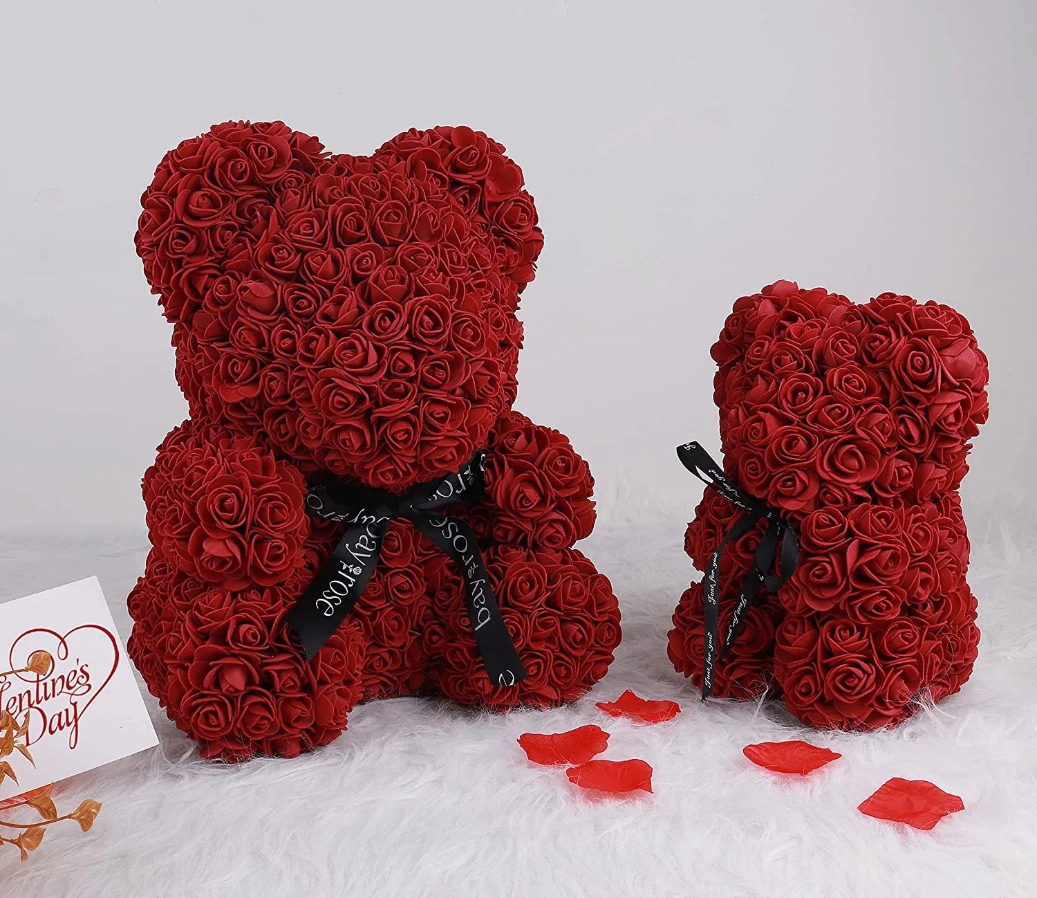 10-Inch Rose Flower Bear Gifts for Valentine'S Day,Mother'S Day,Christmas（Wine Red）