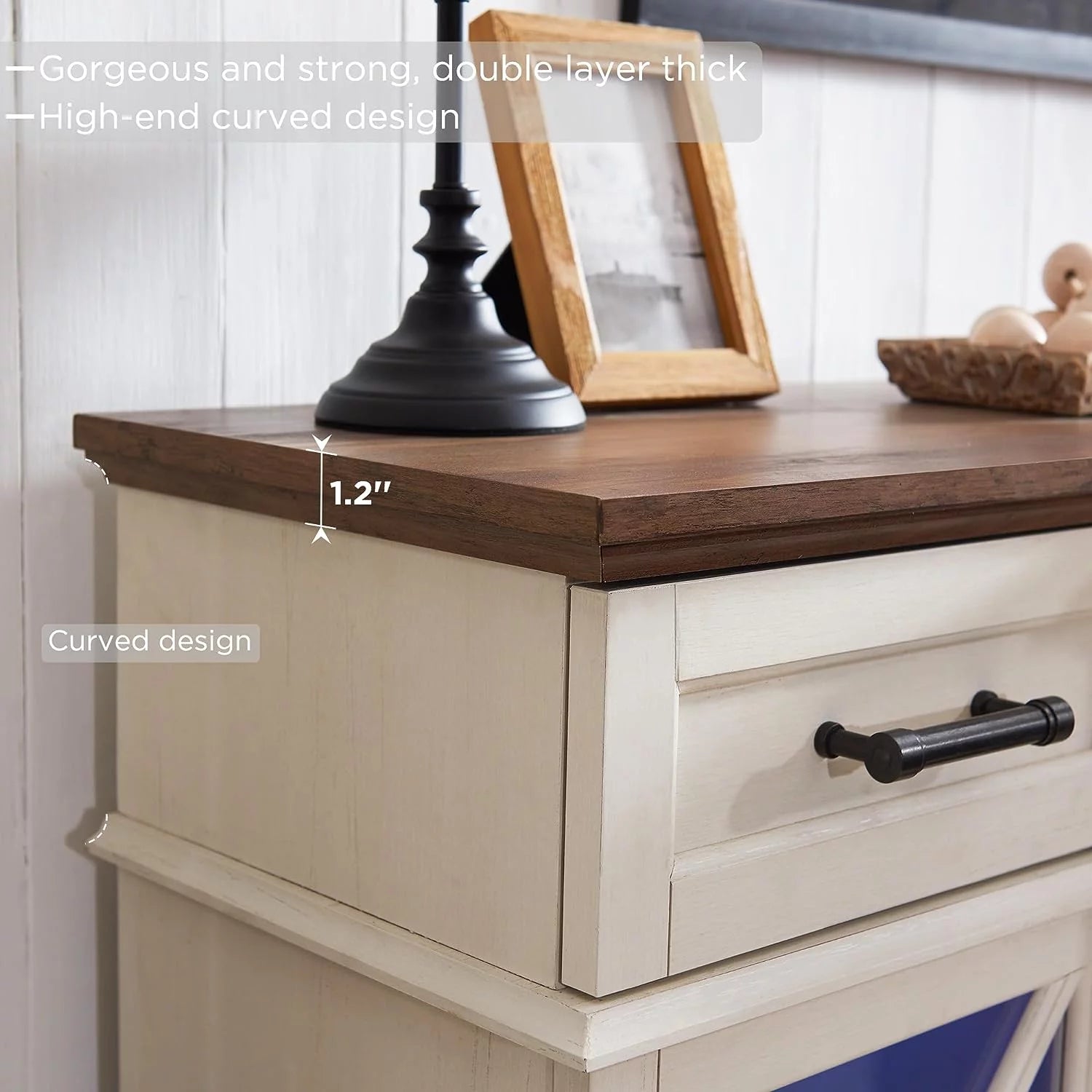 Farmhouse 3-Sided Fireplace TV Stand for 80" Tvs, 70" Entertainment Center with Electric Fireplace and Storage Drawers, Antique White