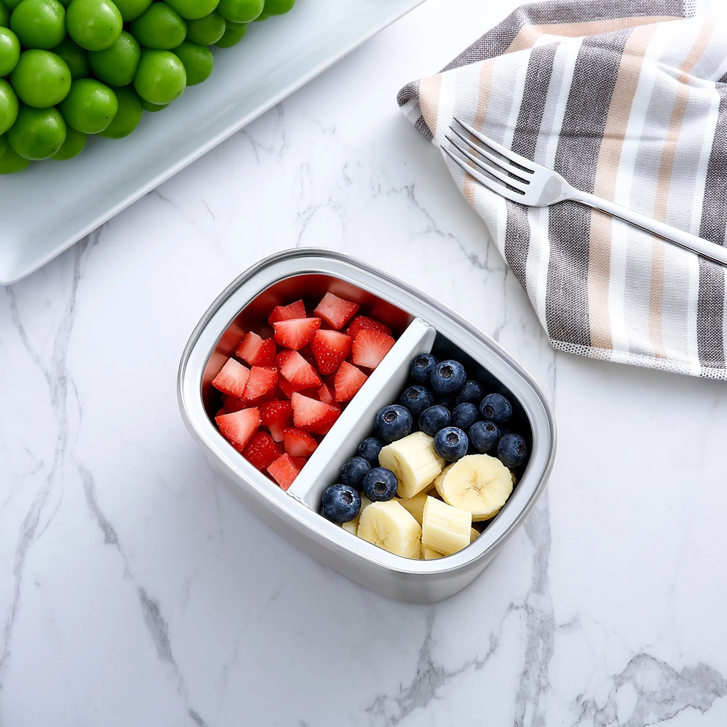 Food Container, Reusable Insulated Stainless Steel, Rectangular, 33 Oz