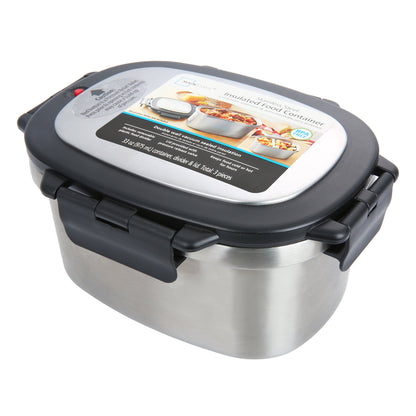 Food Container, Reusable Insulated Stainless Steel, Rectangular, 33 Oz