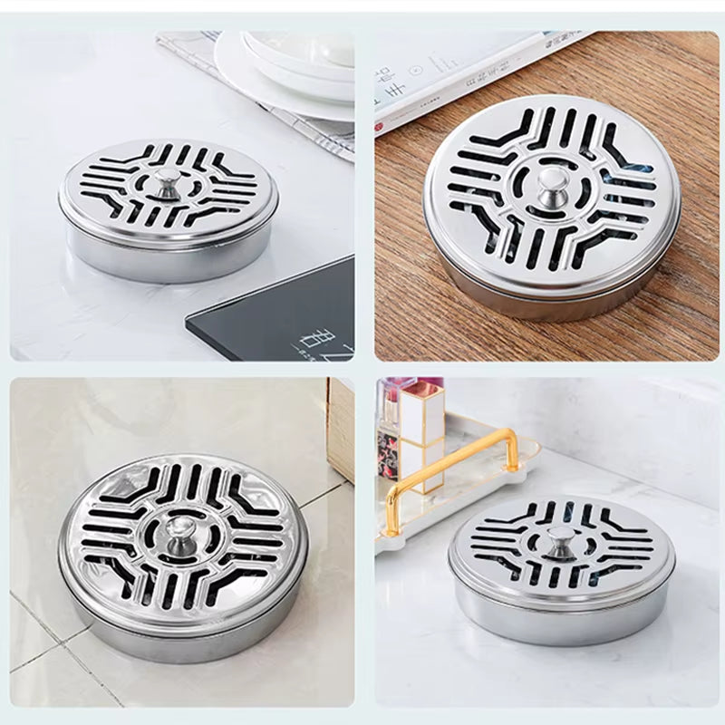 Buzzguard™ Stainless Steel Mosquito Coil Holder – Covered Coil Burner Tray for Safe, Clean & Stylish Protection