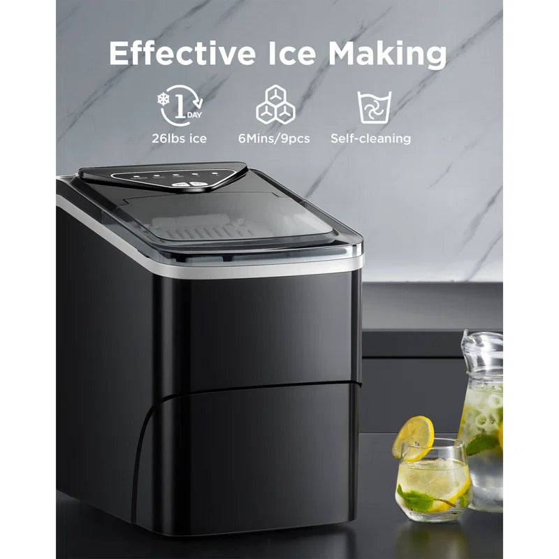 26 Lb.Daily Production Bullet Ice Countertop Ice Maker, Self-Cleaning Ice Makers