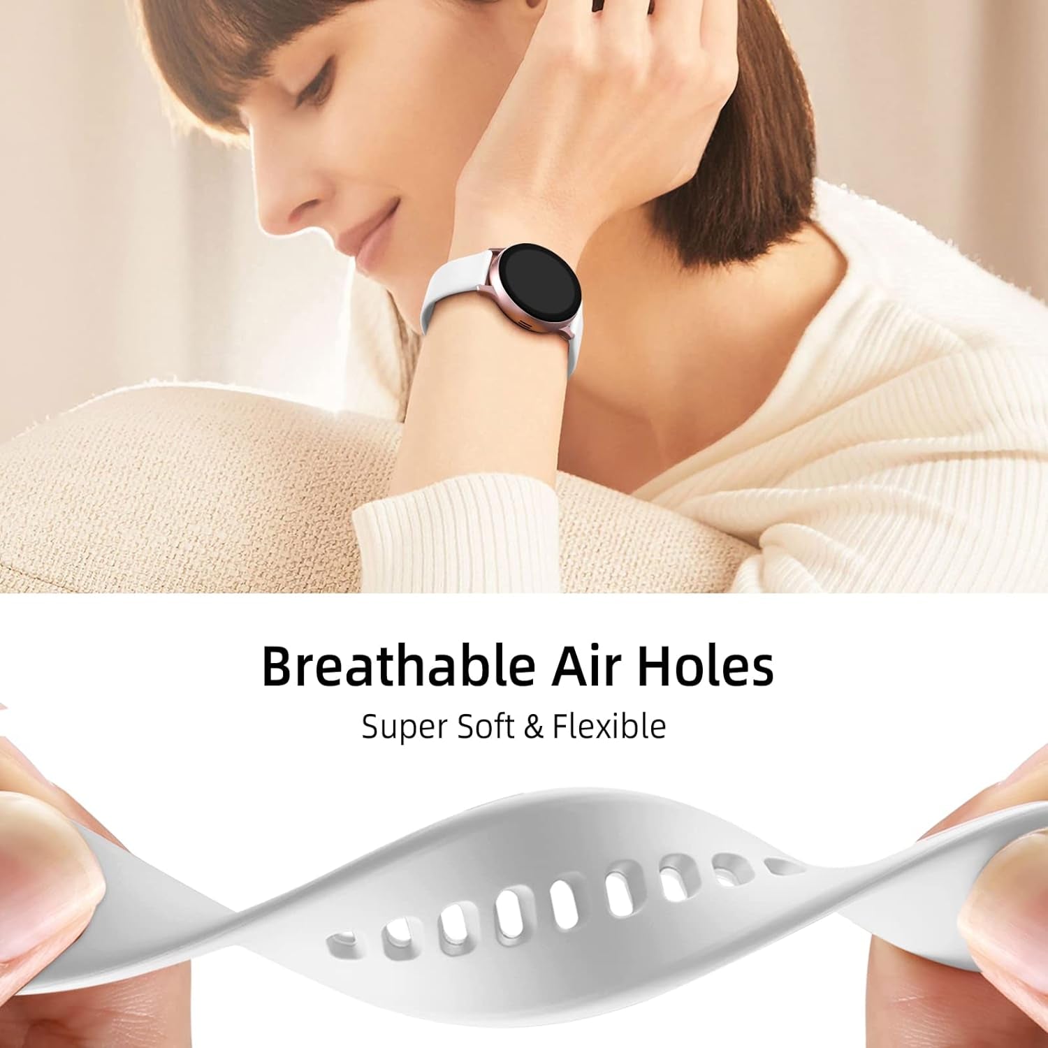 6 Pack Bands Compatible for Samsung Galaxy Watch 4/Active 2 40Mm 44Mm/Active, Watch 4 Classic 46Mm 42Mm,Watch 3 41Mm,Galaxy Watch 42Mm,20Mm Soft Silicone Wristband Replacement Women Men Small