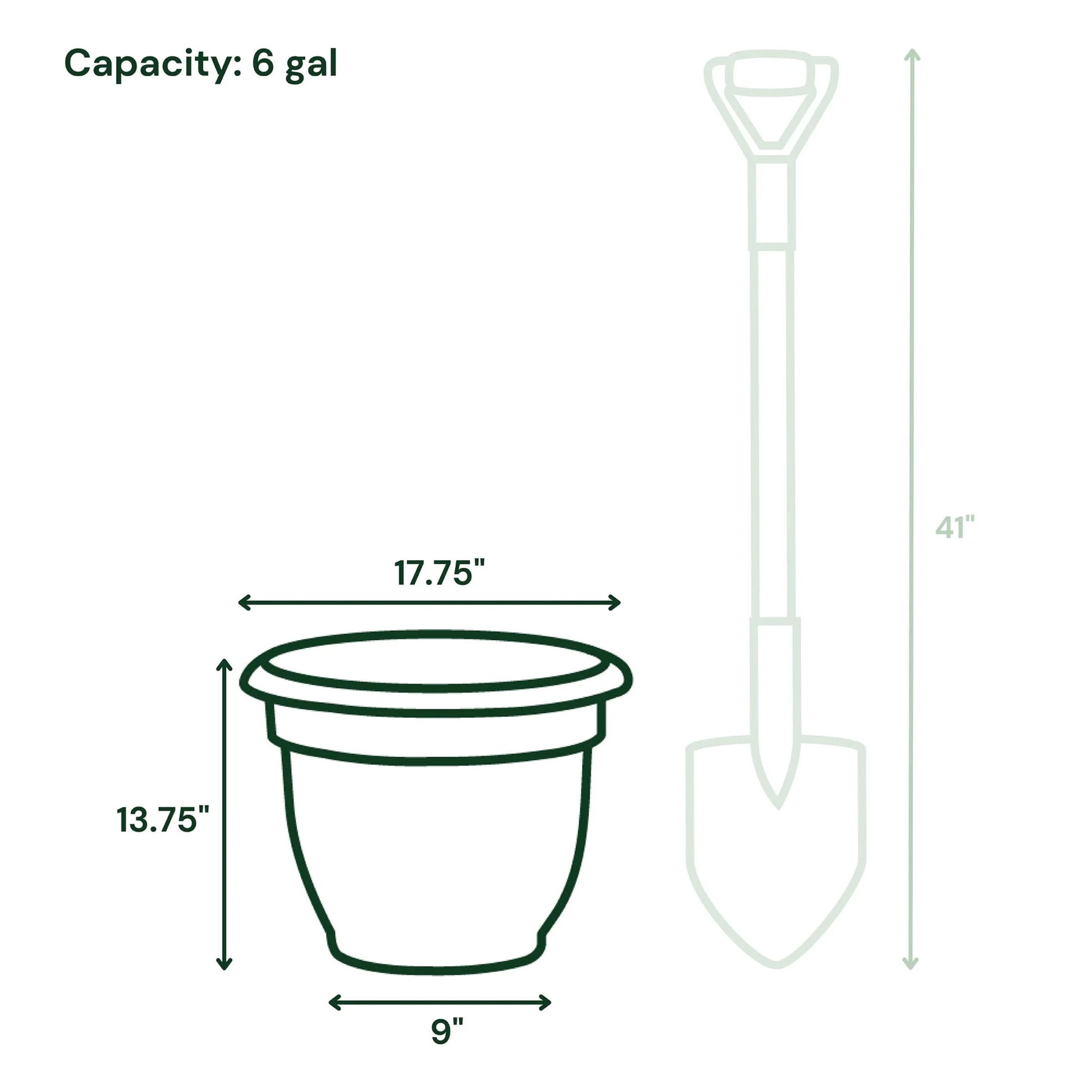 Ariana 16" Charcoal round Self-Watering Resin Planter Pot - Rolled Rim Indoor and Outdoor Gardening Planter