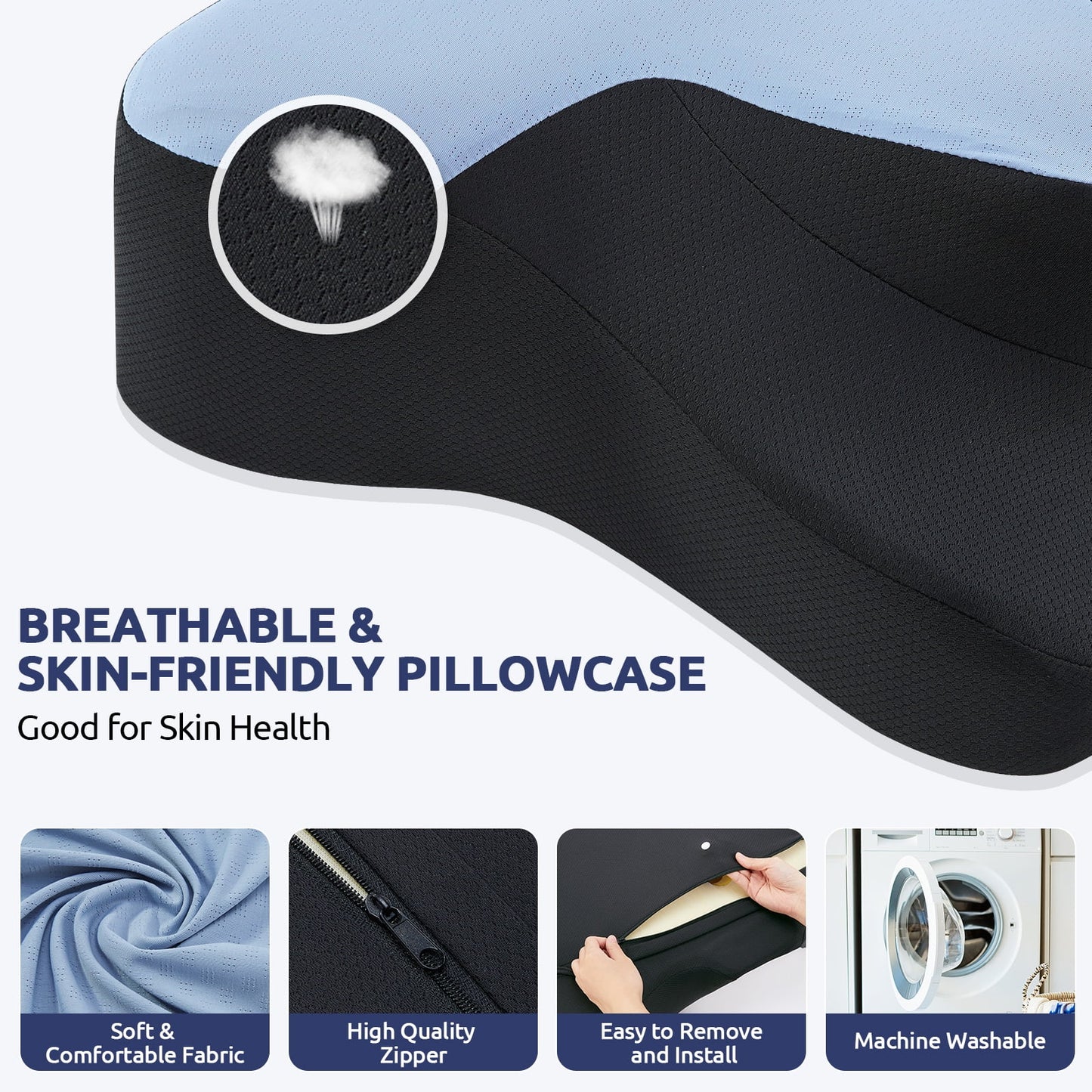 Contour Memory Foam Cervical Pillows for Pain Relief Sleeping,Ergonomic Orthopedic Neck Bed Pillow with Covers Queen Size 26"Lx14.6"Wx5.1"H