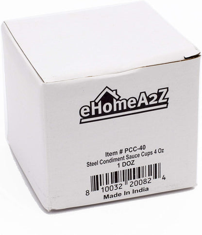 4 Oz Ramekin Stainless Steel Condiment Dipping Sauce Cups Au Jus Commercial Grade (12, 4 Oz)