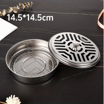 Buzzguard™ Stainless Steel Mosquito Coil Holder – Covered Coil Burner Tray for Safe, Clean & Stylish Protection
