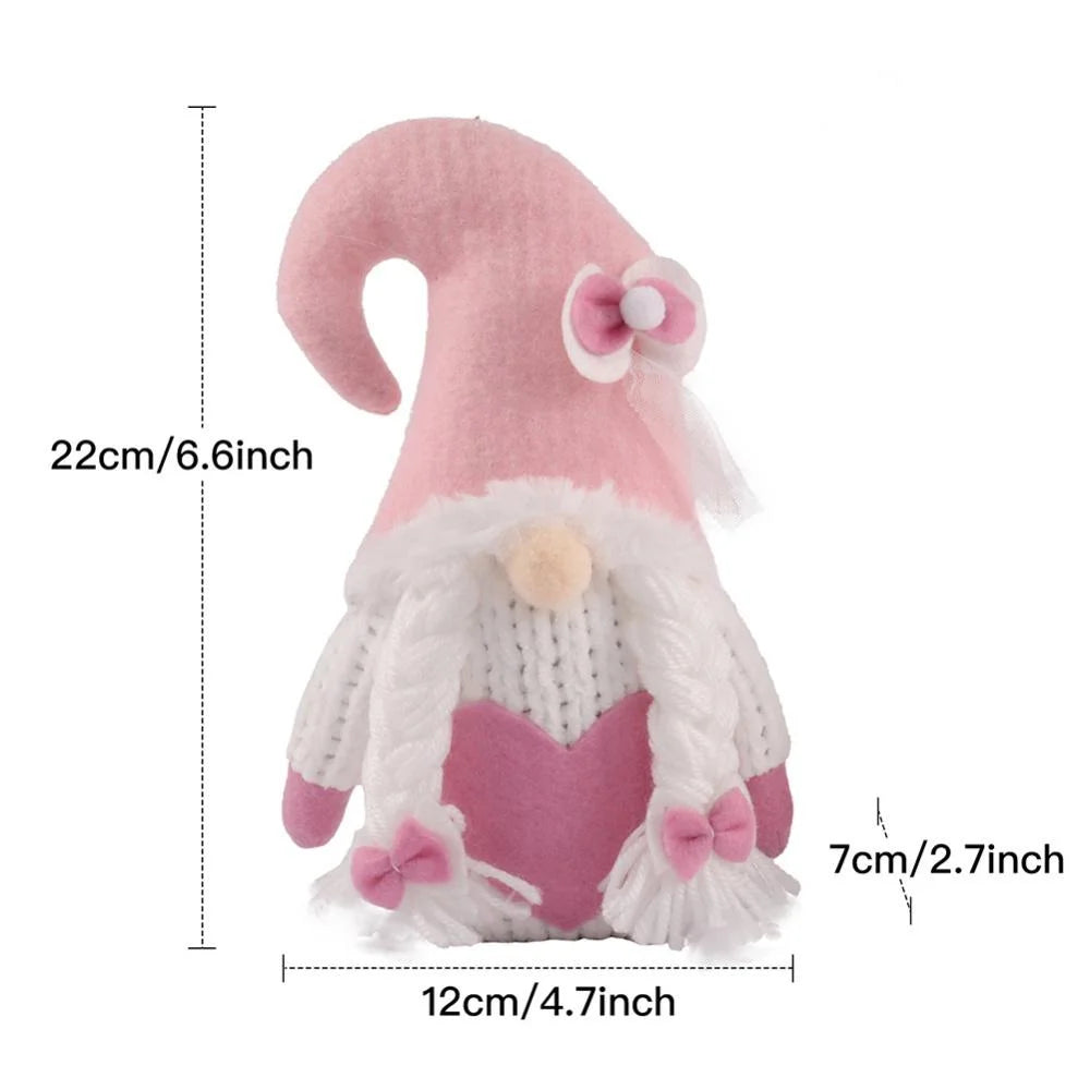 1Pc Valentines Gnomes Plush Decorations - Valentines Day Mrs Handmade Swedish Tomte Decor - Valentines Home Table Elf Gnomes Decor Ornaments Gift